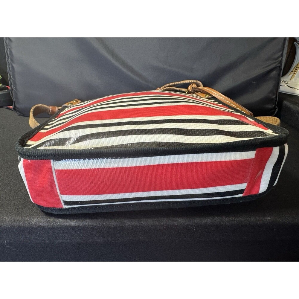Fossil Keyper Cross Body Satchel Purse Stripes Vinyl Shiny - Picture 5 of 11
